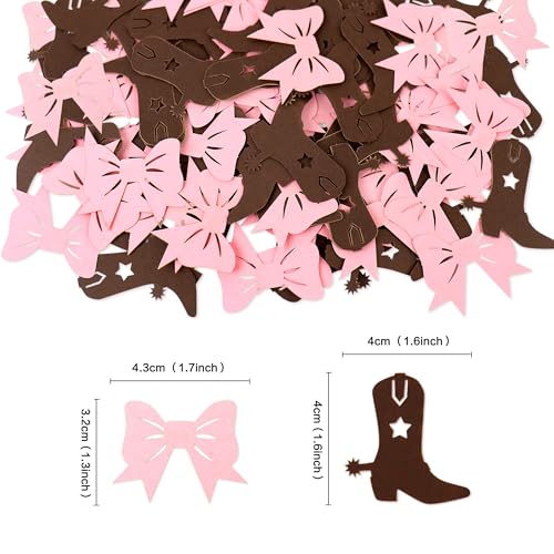 Image of 100 Pcs Pink Bows & Brown Confetti Boy or Girl Party Decoration Paper Scraps West Baby Shower Dining Table Colorful Paper Scraps Multiple Colors Can Be Used For Party Decoration
