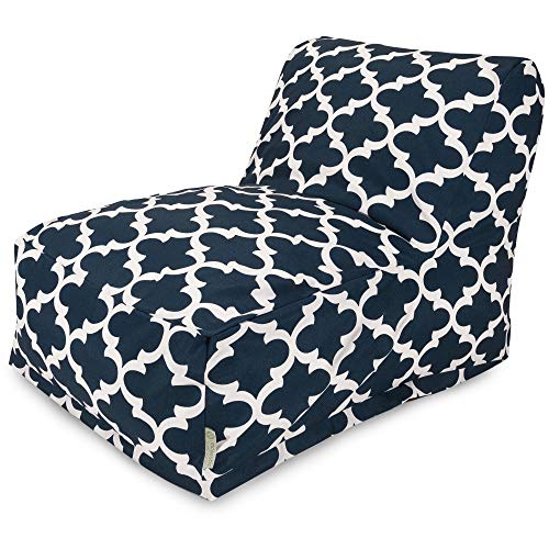 Majestic Home Goods Trellis Bean Bag Chair Lounger, Navy