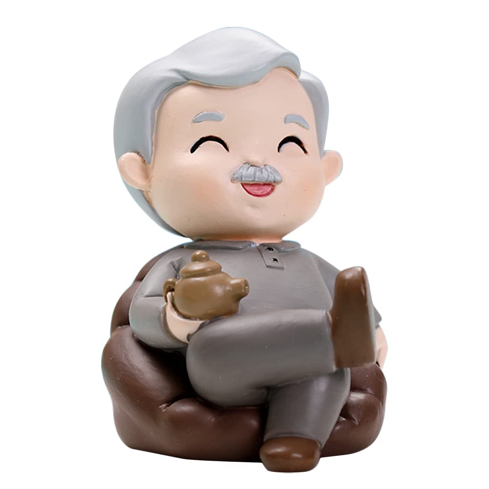 LUOZZY Elderly Grandpa Figurines Cake Topper Elderly Figurines Cake Decoration for Wedding Anniversary Party (Sofa Grandfather)