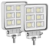 LED Boat Lights, Adzoon 2 Pcs 4 Inch Waterproof Flood Test Deck/Dock Marine Lights Square White LED...