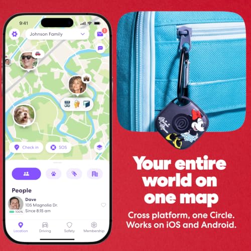 Image of Life360 Tile Starter Pack - Minnie Mouse - Bluetooth Trackers and Item Finders for Keys, Wallets & More. Both iOS and Android Compatible. Phone Finder. 2-Pack (Black Mate /Slim)