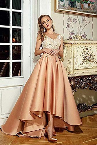 VeraQueen Women's High Low Satin Prom Skirts A Line Maxi Formal Party Dresses Wedding Evening Dress2