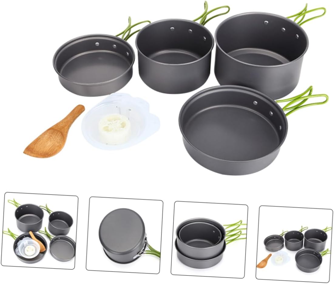 1Set Outdoor Cookware Set Portable Pot Pan Kit for Camping BBQ and Hiking Lightweight Non Stick Design for Easy Cleaning for Outdoor Cooking Activities