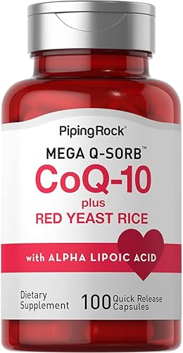 Piping Rock CoQ10 con arroz de levadura roja  100 cápsulas de liberación rápida  Sin OMG sin gluten