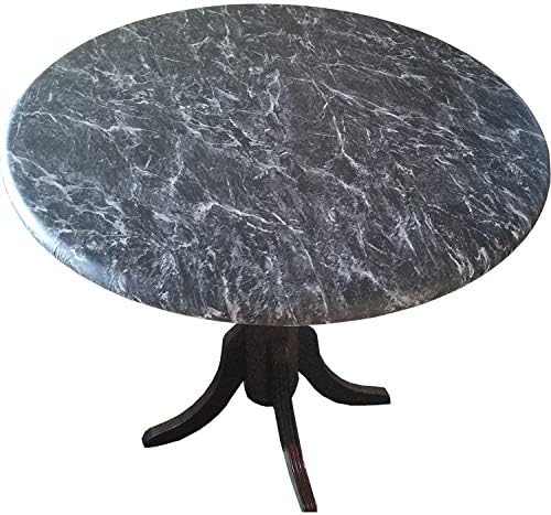 Marble Look Fitted Vinyl tablecover (Tablecloth, Table Covers) - Florentine Marble Black