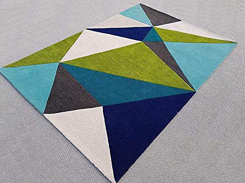 Image of Mordern Design Handmade Tufted Carpet Pure Woollen Export Quality Carpet for Living Room, Bedroom Hall [ Size 6 x 9, Color White Green ]