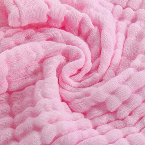 Image of Aablexema Muslin Baby Blanket Set of 2, 6-Layers 43 x 43 Inches Baby Bath Towel Swaddle Wrap Blankets for Newborn Girls(White & Pink)