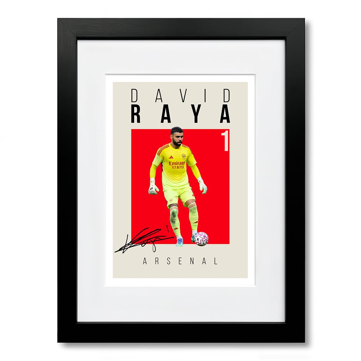 David Raya Arsenal Signed Photo Poster Print Picture Display Framed Autograph Memorabilia for Football Fans Gift Spain (A4 Framed & Mounted Cream)