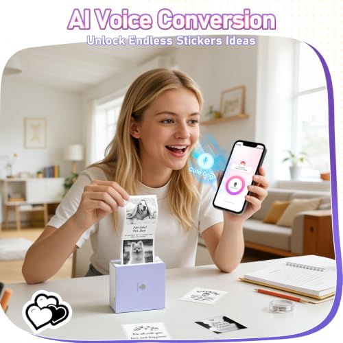 Image of Phomemo Mini Thermal Printer with 3 Rolls Paper, Inkless Bluetooth Printer | Mini Printer Sticker Maker, Mini Sticker Printer, Sticker Printer Maker, Mini Impresora Portatil for Gifts /DIY /Study