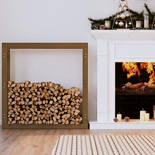 NQJIBUE Estante para leña marrón 100 x 25 x 100 cm, madera maciza de pino