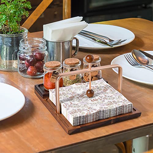 Sishynio Napkin Holder, Wooden Napkin Holder For Table, 2-In-1 Rustic Napkin Holder For Paper Napkins, Farmhouse Napkin Holder With Salt And Pepper For Bar,Table, Kitchen & Dinning Room Decor #TOP2