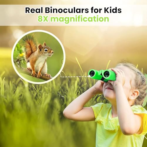 Image of ZORBES Kids Binoculars 8x21, High-Resolution 10X Outdoor Binoculars for Bird Watching, Camping, Hiking, and Educational Exploration, Birthday Christmas Gift for Kids
