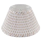 Lamp Shades for Table Lamps,Medium Lamp Shade 7' Top x 13' Bottom x 7.8' Slant Height,Barrel Replacement Lampshade(Spider Fitter), Modern Fabric Pleated Lampshades for Table Lamp 1 Pack(Brown Floral)