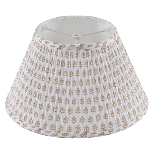Lamp Shades For Table Lamps Medium Lamp Shade 7 Top x 13 Bottom x 7.8 Slant Height Barrel Replacement Lampshade(Spider Fitter) Modern Fabric Pleated Lampshades For Table Lamp 1 Pack(Brown Floral)