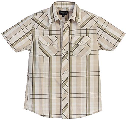 Image of Gioberti Boys Casual Western Plaid Pearl Snap-on Buttons Short Sleeve Shirt