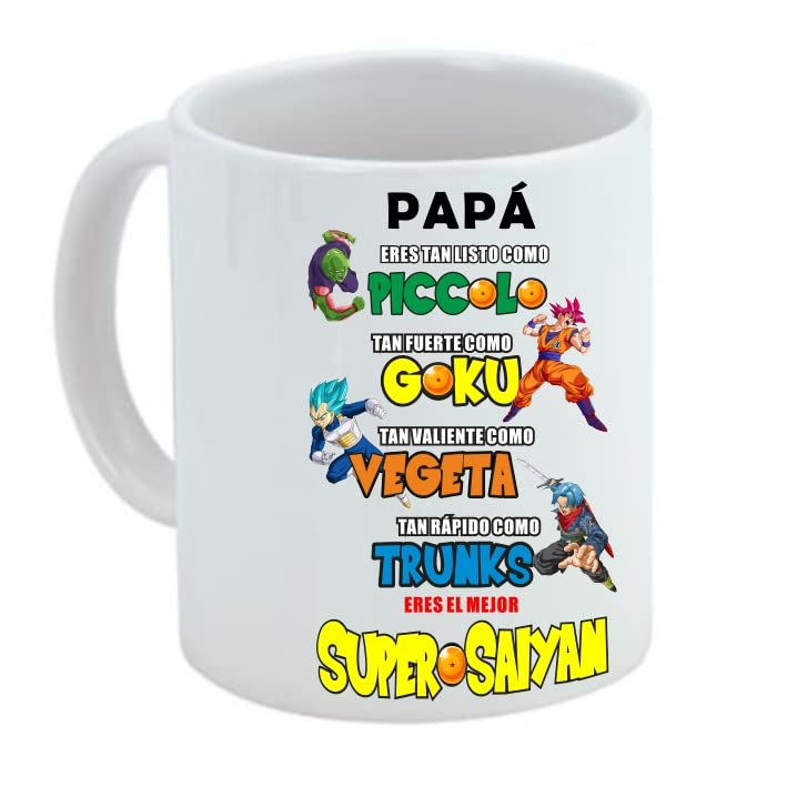 Taza de cerámica desayuno para papá, regalo original día del padre (PAPA18) papá friki Dragon Ball