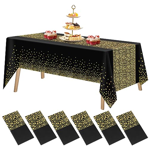 FUYOAL 6 Pieces Black and Gold Table Cloth