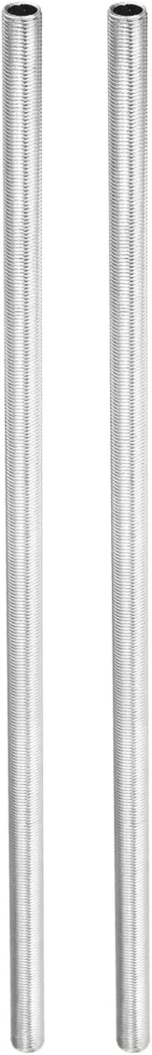 YOKIVE 2 Pack Lamp Pipe Nipple, 32cm Length M10 Thread 1mm Pitch Zinc Plated Pipe Lamp Parts, Great for Light Fittings
