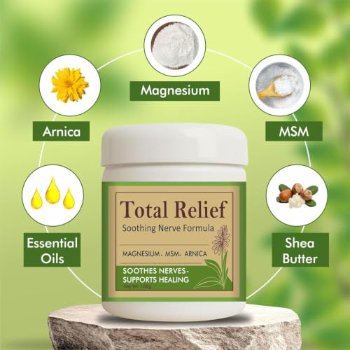 Image of Total Relief Magnesium Cream for Nerves - Fast-Absorbing MSM & Arnica Cream | Herbal Arnica & Mugwort Extract | Fast Absorbing Back, Neck, Knee & Leg Pain Relief Balm | Non-Greasy Muscle Gel 100g (Pack Of 1 -100gm)