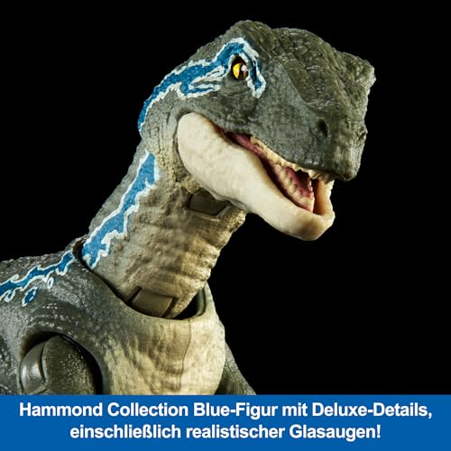 Image of Mattel Jurassic World Hammond Collection Dinosaur Action Figure, Velociraptor 'Blue' Dino Toy with Articulation