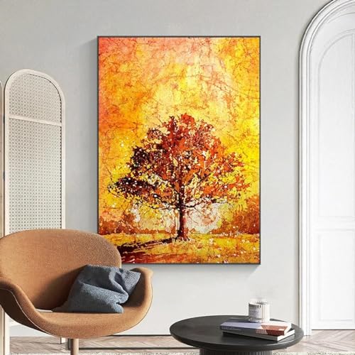 Impression arbre d'or tableau abstrait grand format 65x130cm decoration chambre