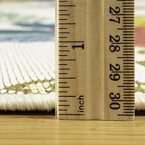 Gertmenian Reyn Spooner Kona Coast Fresco Hawaiian Tropical Rugs - 5x7 Standard, Washable, Stain & UV Resistant Indoor Outdoor Area Rug - Green Ivory Orange Yellow, Laka, 46764