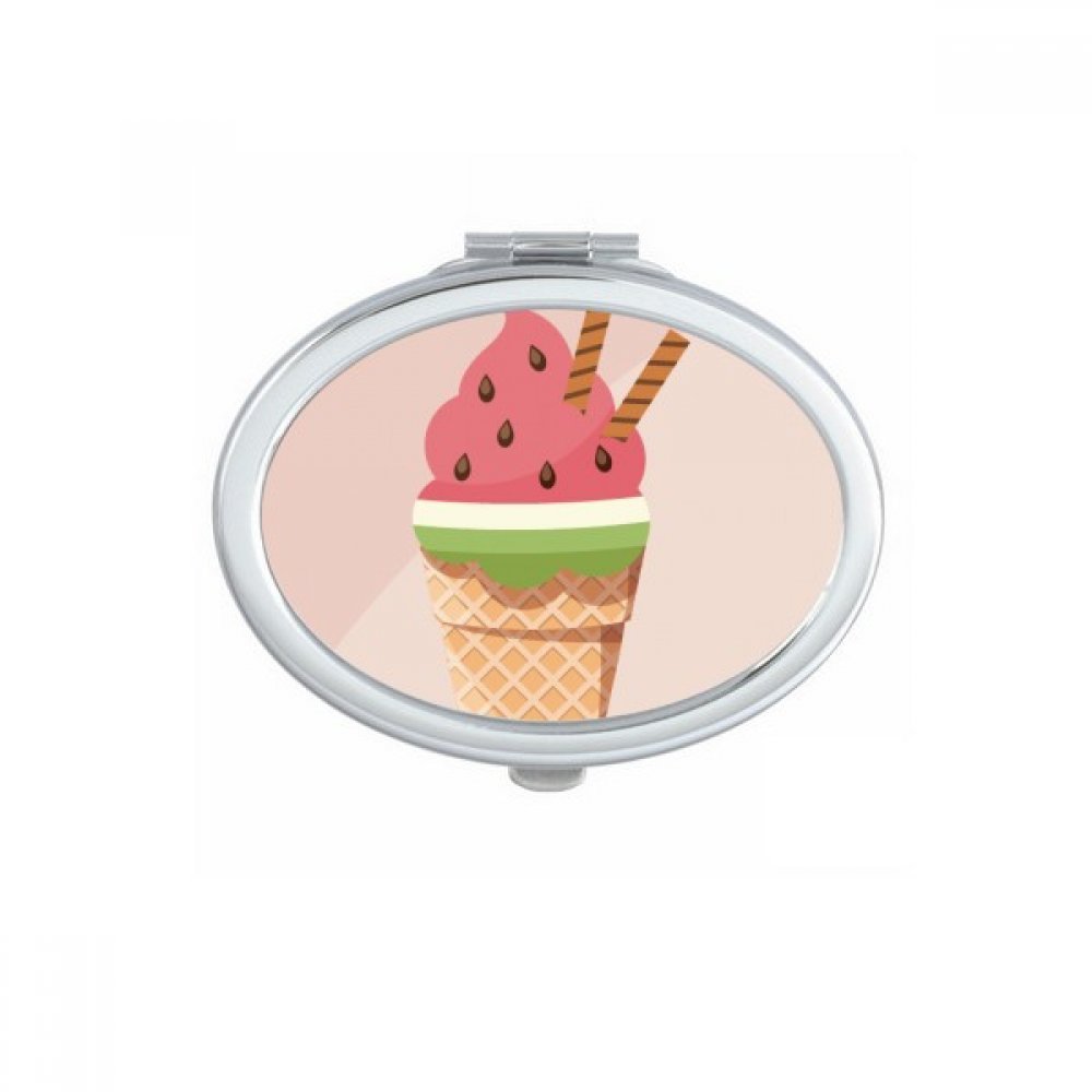Miroir ovale de maquillage compact portable motif glace pastèque