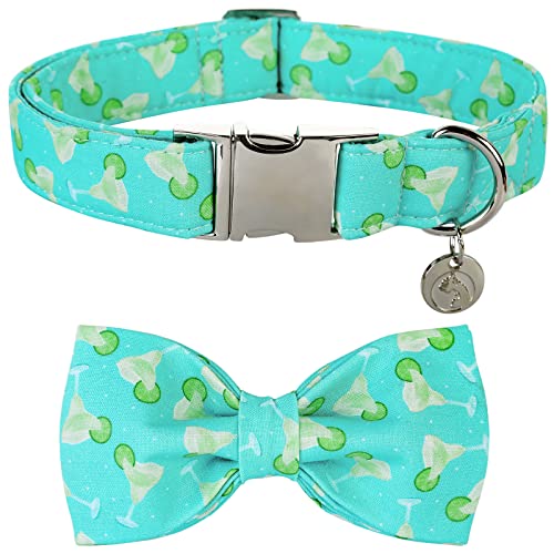 Image of DOGWONG Dog Collar with Bowtie, Blue Summer Dog Collar for Small Medium Large Dog