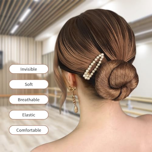 TsMADDTs Hair Nets and U Shaped Pins Set - 30 Hair Nets, 30 2.4 INCH Hair Pins, 5 Hair Bands, Brown - Thumbnail 7