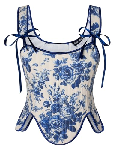 Scarlet Darkness Women Floral Corset Tops for Women Fishbone Bodice