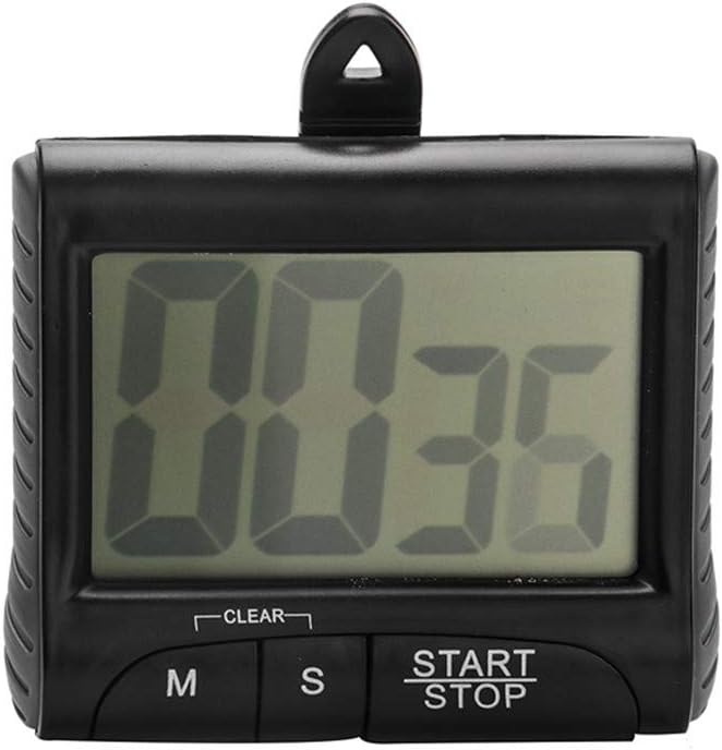 Digital Kitchen Timer Countdown Timer Counts Down/Up Magnetic with Large LCD Display,Loud Alarm,Memory Stopwatch Function,Bracket,Magnet for Cooking,Baking,Sport,Resting,Study by Hmjunboys（Black）