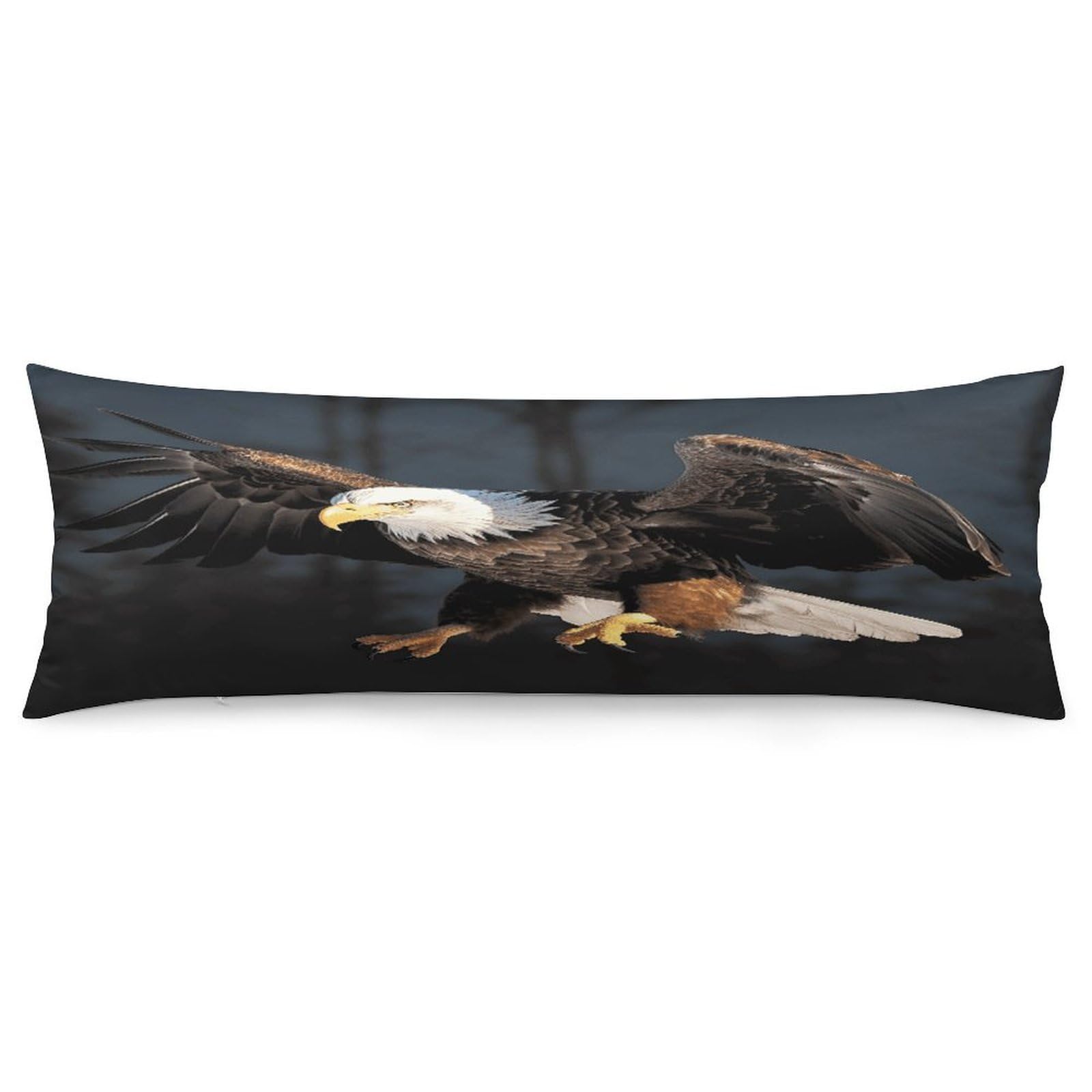 3D Bald Eagle Body Pillowcase Soft Breathable Full Long Pillow Cover 20x54 Inches Polyester Pillow Case with Hidden Zipper Closure for Bedroom Home Decorations