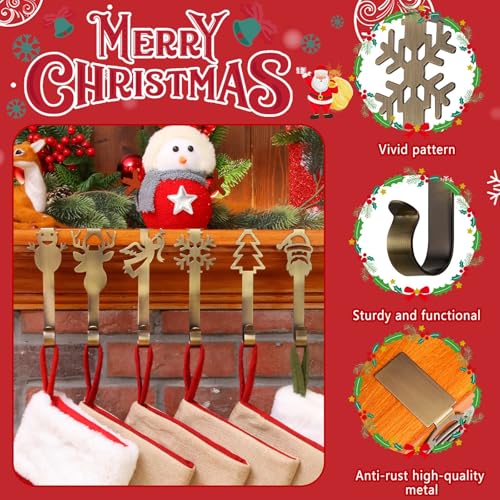 Décorations de Noël : 6 supports de cheminée pour chaussettes bronze - 3