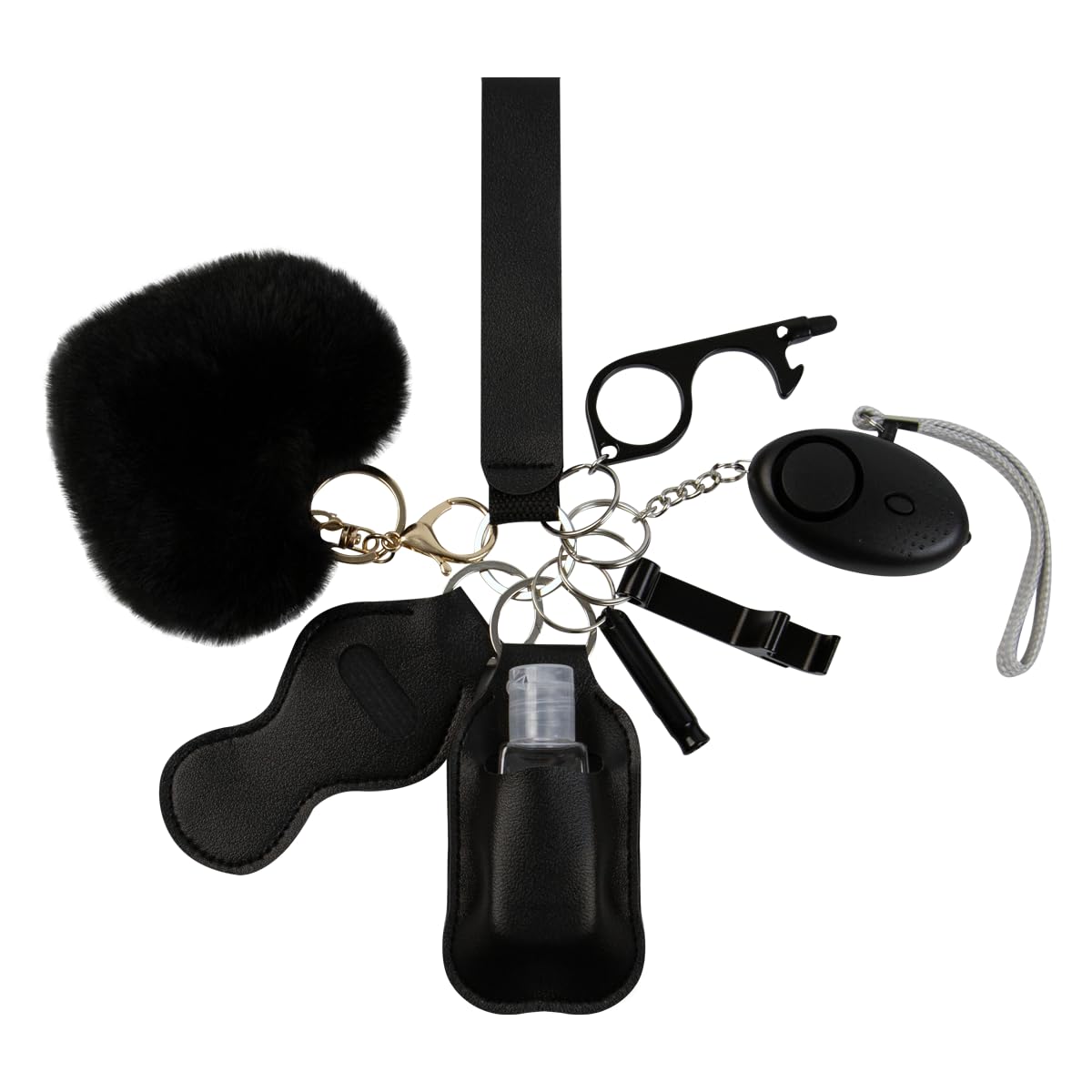 Safety Keychains for Women, Wristlet Strap Keychain Set with Personal Alarm,9 PCS Self Protection Keychain Accessories Kit