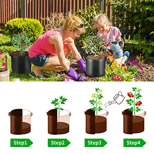 Potato Growing Bags 3 Gallon-6 Packs, Planting Grow Pots For Strawberry Tomato Carrot & Other Vegetables, Heavy Duty Thickened Garden Fabric Growing Bags With Handles (Brown) #TOP5