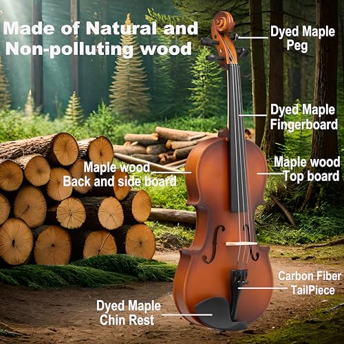 image for Crafteem Handcrafted Premium Violin Outfit for Kids Beginner, Student,