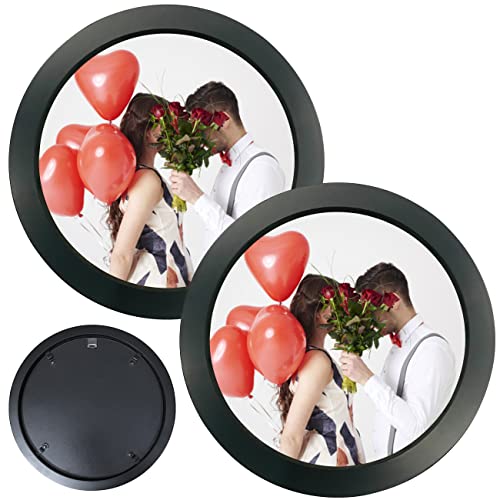 Heipiniuye 2 Pcs Round Picture Frame 8 Inch Wooden Display Frame Circle Photo Frame For Kitchen Gallery Wedding Round Black Frame #TOP19