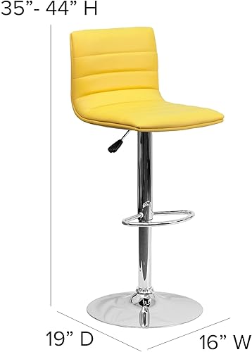 Miniatura 68 de Flash Funiture silla de bar ajustable con base cromada, Vinilo, Negro Negro -,Blanco,Marrón,Borgoña,Verde,Gris,Naranja,Púrpura,Rojo