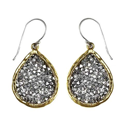 Waxing Poetic Kristal Brass, Sterling Silver & Swarovski Crystals Tear Drop Dangle Earrings