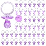 72 Pcs Baby Shower Pacifiers, 2.75’’ Plastic Pacifiers for Baby Shower Game, Baby Shower Decoration DIY, Gender Reveal Party Table Scatter/Baby Shower Party Favors, Purple