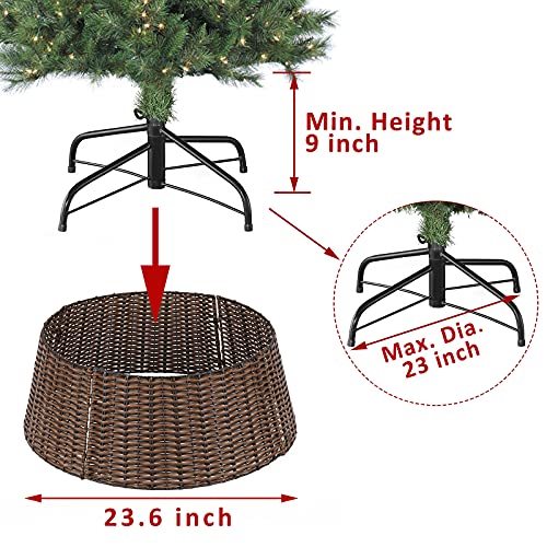 Christmas Tree Collar, 23’’ D Handmade Artificial Rattan Wicker Christmas Stand Tree Collar Basket Base Cover For Holiday Decoration #TOP2