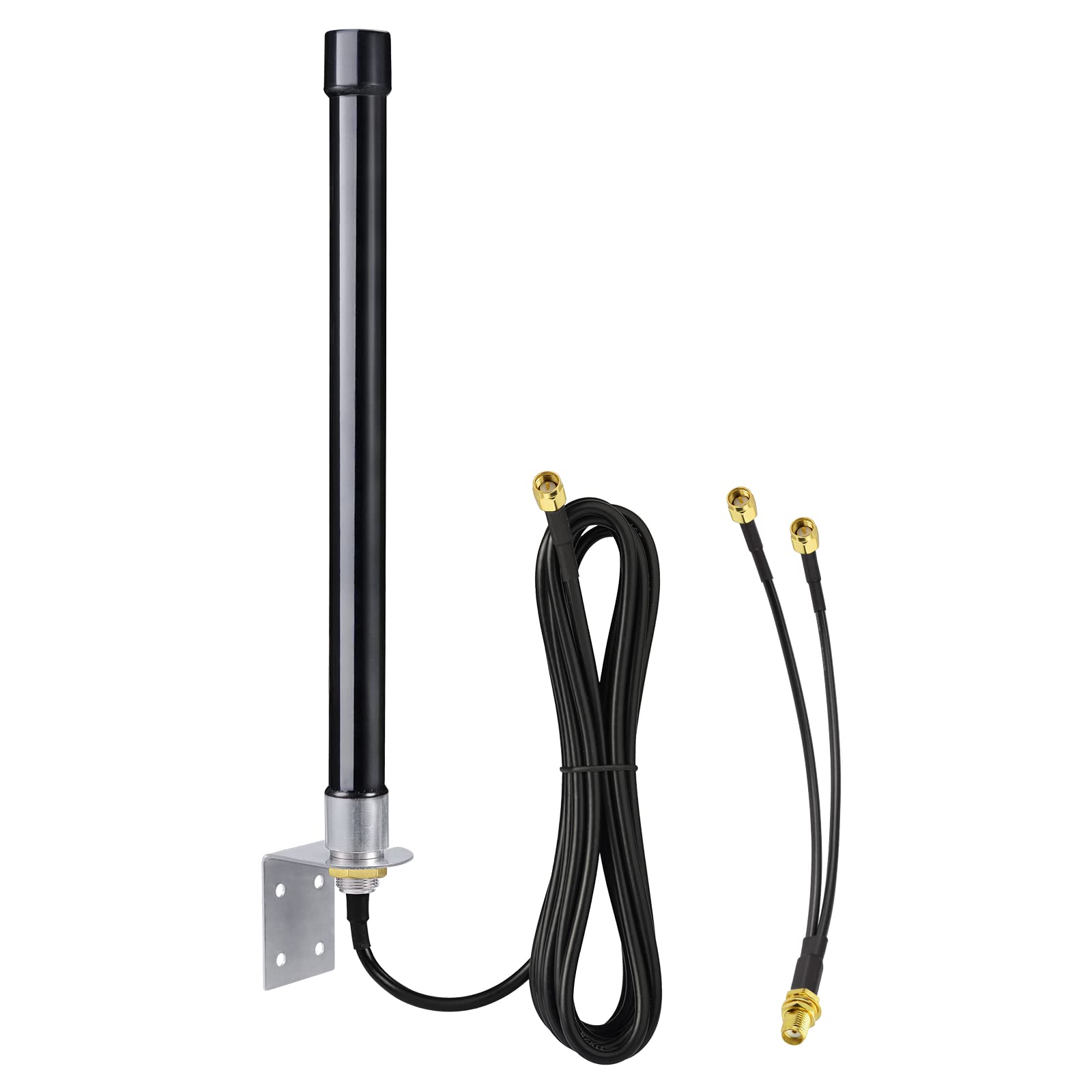Bingfu Antenna 4G LTE 3G GSM Esterna Fibra di Vetro 5 dBi MIMO SMA Maschio | Montaggio a Parete, Impermeabile, Cavo 3 m, Omnidirezionale, per Router CPE, Modem SIM, Telecamera, Gateway IT Cellulare
