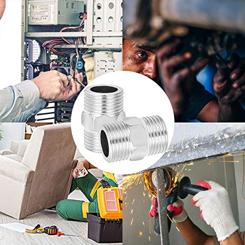 1/2\" NPT Male x 1/2\" NPT Male Hex Nipple,304 Stainless Steel Threaded Pipe Fitting Connector Pipe Adapter for Home Piping (Pack of 4) - Thumbnail 4