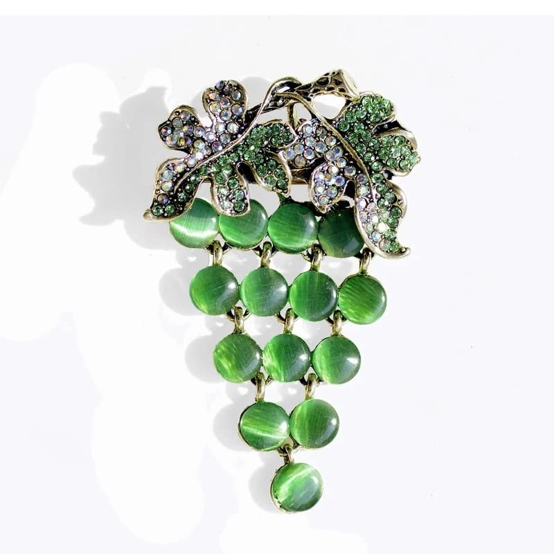 Broche raisin vert œil de chat accessoire costume corsage fruit - 4