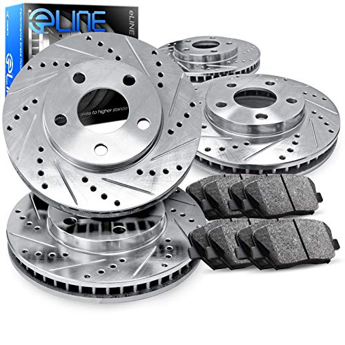 For 2002-2006 Acura RSX Front Rear Drill/Slot Brake Rotors Kit + Ceramic Brake