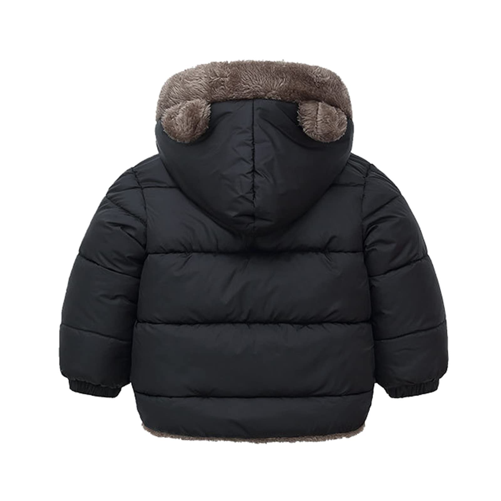 Abrigo de invierno para niños pequeños y niñas, con capucha y orejas de , chaqueta de bolsillo, ropa de dos caras, forro polar grueso, cremallera a de viento, prendas de vestir Abrigo De Cuero Mujer