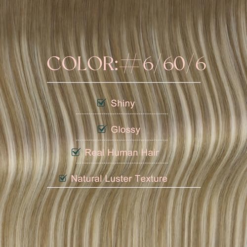 Image of Easyouth Human Hair Extensions Tape in Balayage 20 Inch Tape in Hair Extensions Human Hair Medium Brown Ombre Brown with Platinum Blonde Invisible Tape in Hair Extension 50g 20pcs