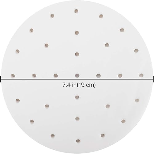 Miniatura 7 de Flexzion Papel pergamino perforado de 7.5 pulgadas para forros de freidora de aire, redondo, sin blanquear, 200 hojas de 3.5 y 3.7 cuartos de galón,