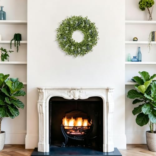 U'Artlines 24 Inch Large Eucalyptus Wreaths for Front Door, Green White - image 7