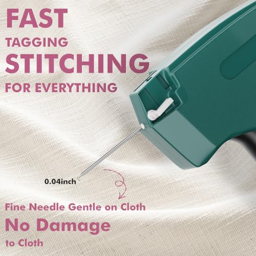 Image of Stitch Gun for Clothes, Tagging Gun, Quick Clothing Fixer, Green | 5000 Fasteners, 0.04 inch Fine Needle, 6 Needles, Portable, Handheld, Compact, Lightweight, Easy to Use, Versatility, Durable